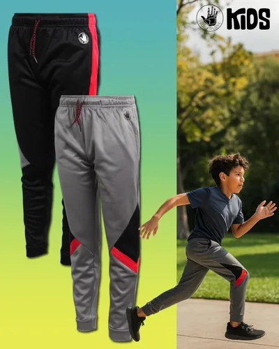 Vista 3 de Body Glove Pantalones de chándal para niños - Paquete de 4 Joggers de Tricot Performance para niños con cordón en la cintura - Pantalones deportivos