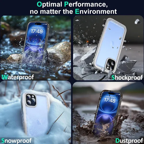 Vista 11 de SOKUSIN Funda impermeable para iPhone 15 Pro - Funda protectora de cuerpo completo con pantalla y protector de cámara incorporado, a prueba