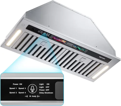 Vista 9 de BRANO Inserto de campana extractora de 30 pulgadas, 900 CFM con control de voz/gestos/táctil, ventilación de campana de cocina integrada