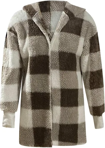 Vista 5 de oelaio Women Long Sleeve Button Down Jackets Plaid Flannel Shirts Tops Casual Lapel V Neck Oversized Shackets Blouses Top