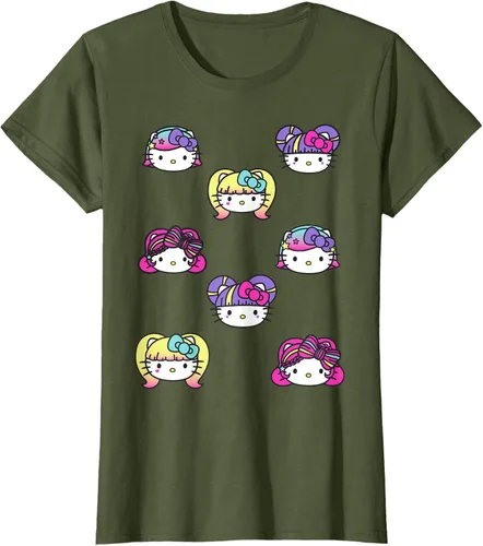 Vista 75 de hello kitty Kawaii Multi peinado Tee, Azul (Heather blue)