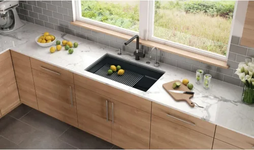 Vista 3 de Franke PKG11031SHG Peak Undermount Single Bowl Granite Kitchen Sink, 32 x 18.75 x 9, Gray