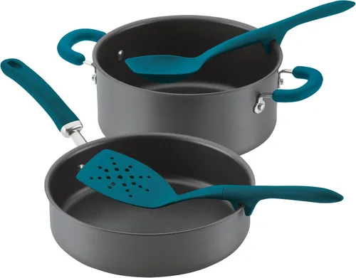 Vista 10 de Rachael Ray Gadgets Lazy Tools - Juego de utensilios de cocina antiadherentes, 6 piezas, color verde azulado