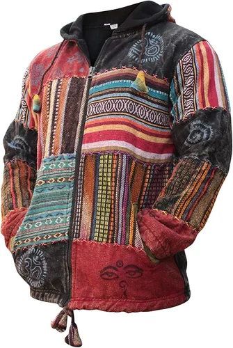 Vista 4 de Shopoholic Fashion Unisex Patchwork Festival Hippie Sudadera con capucha