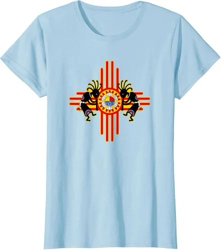 Vista 20 de Native American Kokopelli Kachina Zia Symbol 2 - Camiseta divertida para fanáticos, Negro