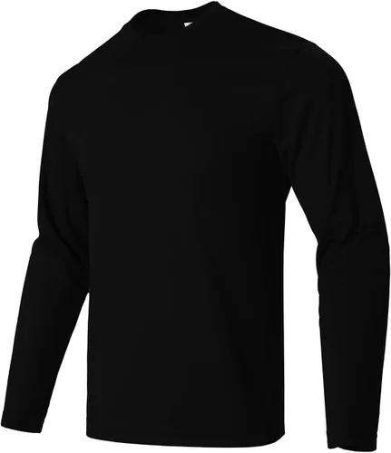 Vista 5 de LeeHanTon Camisas de manga larga para hombre, de secado rápido, cuello redondo, camisetas de trabajo, atléticas, ciclismo, senderismo, paquete de 5