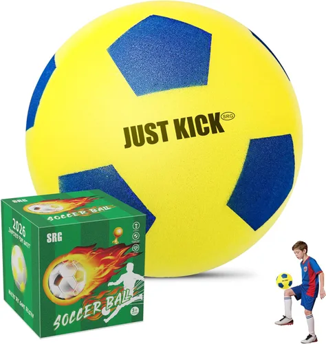 Vista 10 de Pelota de fútbol de espuma silenciosa SRG – Pelota de casa sin aire para entrenamiento silencioso, diseño de espuma suave y duradera, de uso
