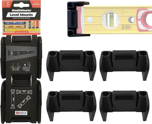 Vista 7 de Soporte universal de nivel StealthMounts negro delgado Clips de almacenamiento de nivel con bloqueo para todas las marcas (paquete de 2)