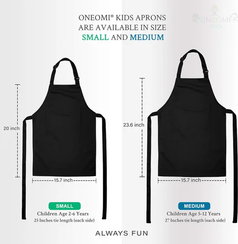 Vista 5 de Delantal para niños, pequeño, 100% algodón con una correa ajustable para adaptarse a todas las edades