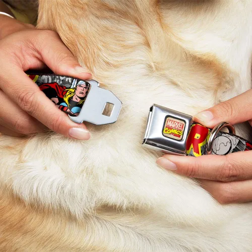 Vista 8 de Buckle-Down Collar de perro con hebilla para cinturón de seguridad, The Mighty Thor Action Poses disponible en tamaños ajustables para perros