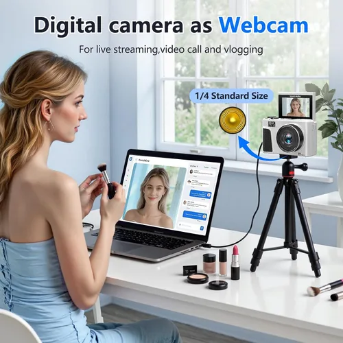 Vista 4 de Cámara digital 8K para fotografía, cámara de vlogging de 88MP para YouTube Blanco