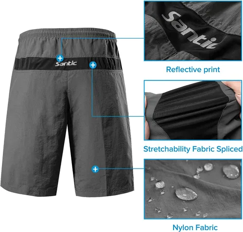 Vista 4 de Santic Coolmax - Pantalones cortos de ciclismo de montaña para hombre coolmax, ligeros
