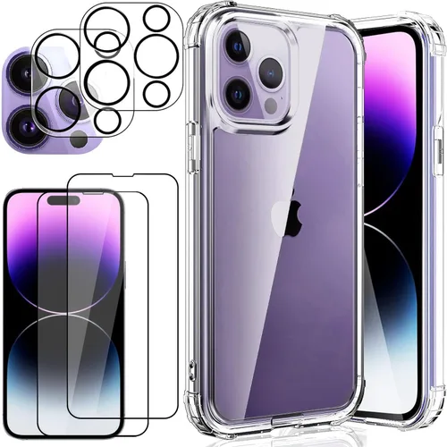 Vista 7 de Funda transparente 5 en 1 para iPhone 12 Pro de 6.1 pulgadas, con 2 protectores de pantalla HD + 2 protectores de lente de cámara, película