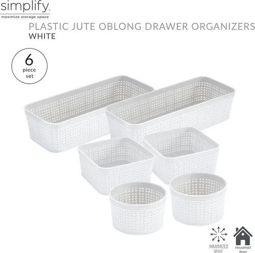 Vista 2 de Simplify Juego organizador de 6 piezas Contenedores de varios tamaños Multiuso Oficina Escritorio Dormitorio Baño Cesta