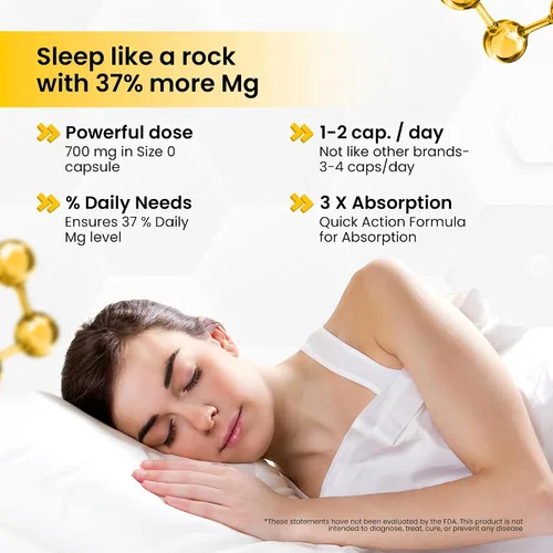 Vista 6 de Glicinato de magnesio 700mg Quelatado - Glicinato de magnesio de alta absorción para hombres y mujeres - 240 cápsulas - Suministro de 120 días