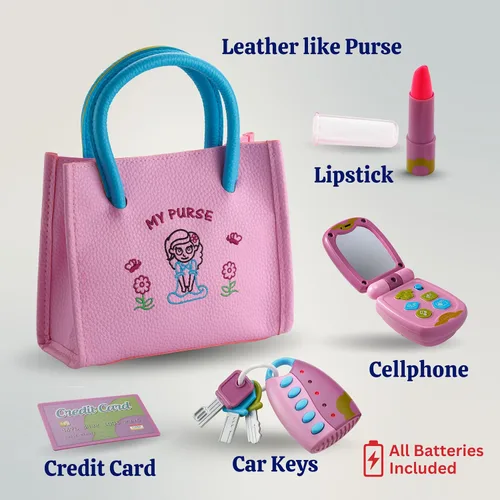 Vista 2 de Dress-Up-America Bolso para Niños Pequeños - Bolso de Juego de Simulación para Niños - Juguetes de Juego de Simulación para Niñas Pequeñas Edades
