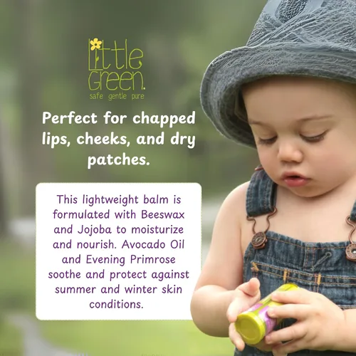 Vista 2 de Little Green Bálsamo calmante, bálsamo hidratante para bebés y niños con labios agrietados, mejillas y piel seca