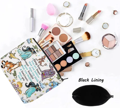 Vista 3 de LEVLO Bolsa de maquillaje de princesa árabe con cremallera para fanáticos del cine (Always Jasm)