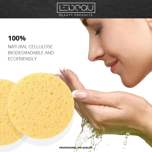 Vista 2 de LeBeau Esponjas faciales comprimidas, esponjas faciales para limpieza, esponja facial de celulosa 100% natural, esponja facial profesional