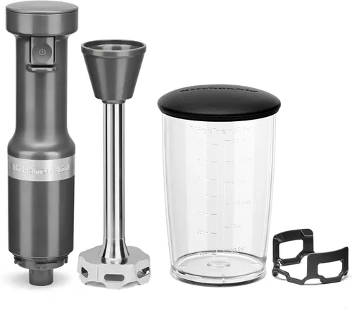 Vista 4 de KitchenAid Batidora de mano con cable de velocidad variable - KHBV53, gris carbón mate, batidora de mano de 8 pulgadas y 6 velocidades con batidores