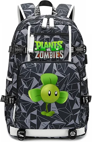Vista 26 de ISaikoy Game Plants vs. Zombies - Mochila de hombro para libros, mochila escolar, color gris, Gris 15, Mochilas Daypack