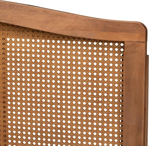 Vista 5 de Baxton Studio Marieke Mid-Century - Cabecera moderna de madera con acabado de ceniza y ratán sintético, tamaño Queen