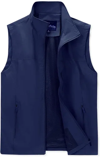 Vista 11 de Chalecos para hombre, a prueba de viento, ligero, softshell sin mangas Negro