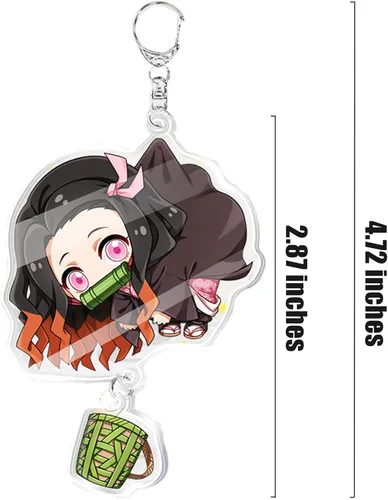 Vista 2 de Llavero Demon Slayer - Kimetsu no Yaiba lindo llavero con llavero de aleación de zinc juego de regalo colgante