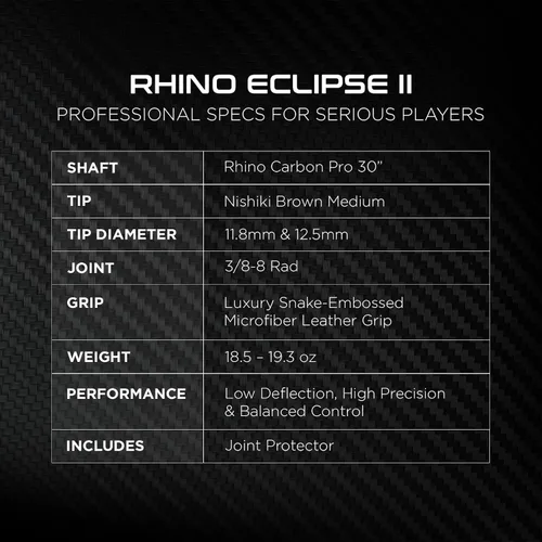 Vista 7 de RHINO Eclipse II Carbon Fiber Low Deflection Pool Cue Ámbar (Ember)