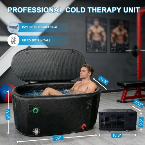 Vista 7 de Enfriador de baño de hielo y kit de bañera de inmersión fría, enfriador de inmersión en frío de 1/3 HP con 59 pulgadas de largo x 31.5 pulgadas