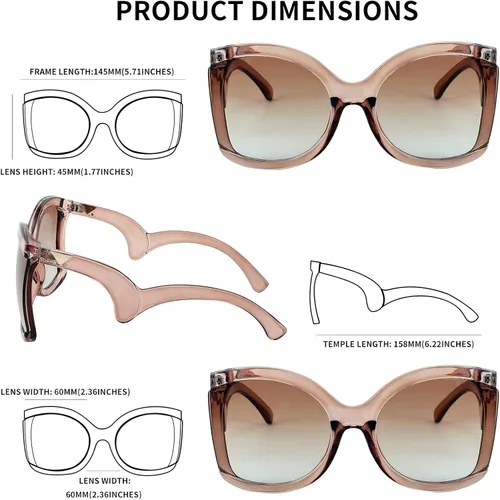 Vista 6 de FEISEDY gran tamaño cuadrado mariposa gafas de sol curvado brazo rizado marco mujeres moda sombras B4035