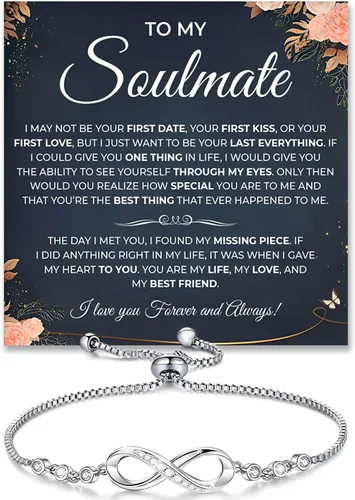 Vista 9 de Pulsera Para Mi Alma Gemela, pulsera de alma gemela para mujeres, regalo de joyería de alma gemela de novio, marido, amigo con tarjeta de mensaje