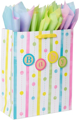 Vista 6 de American Greetings Bolsa de regalo de plástico jumbo para baby shower, bloques de bebé (1 bolsa, 6 pies x 3.33 pies)