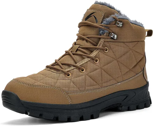 Vista 8 de UPSOLO Men's Winter Warm Snow Work Boots Negro/X