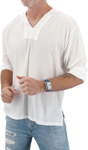 Vista 2 de Sudadera con capucha para hombre, estilo hippie, para playa, 100% algodón suave, para yoga, estilo bohemio