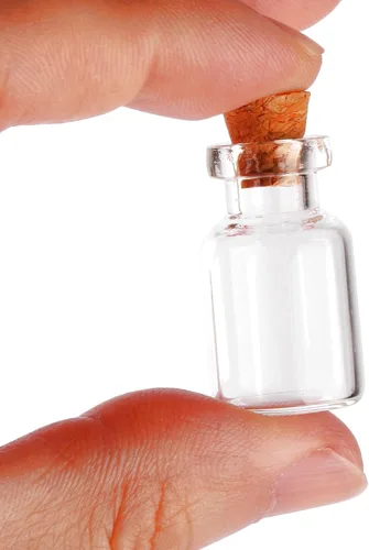 Vista 5 de MaxMau 100 frascos pequeños de vidrio transparente de 0.07 onzas líquidas con tapones de corcho, pequeños frascos de vidrio para artes