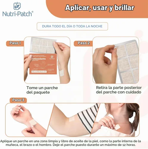 Vista 5 de NUTRI-PATCH - Parches de vitaminas tópicas antioxidantes, 30 unidades, no se ingieren