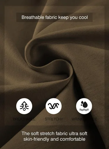 Vista 4 de JMIERR - Pantalones cortos informales para hombre, pantalones cortos de golf, pantalones chinos con cordón, de tela de sarga elástica, para verano