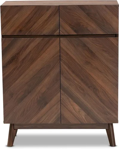 Vista 4 de Baxton Studio Hartman Mid-Century - Gabinete moderno de madera con acabado marrón nogal