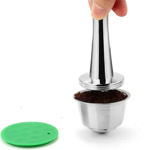 Vista 3 de Bresuve Dolce Gusto - Prensa de café de acero inoxidable para suministros de cafetería, 1.614 in