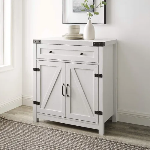 Vista 2 de Walker Edison Charleston - Gabinete con dos puertas de estilo granero, 30 pulgadas, color blanco cepillado