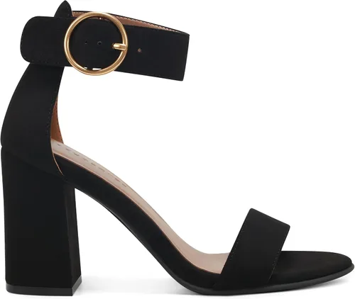 Vista 2 de Aerosoles Sandalias de tacón Lawrence para mujer, gamuza sintética negra, 12 ancha, negro (Black Faux Suede)