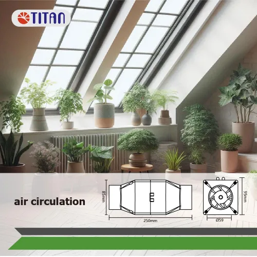 Vista 6 de TITAN Ventilador en línea de ventilación de aire RV, aumentar la circulación de aire, conducto extensible, modo automático de temperatura