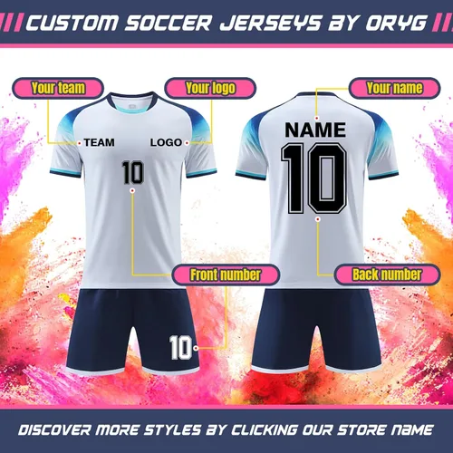 Vista 3 de Camisetas de fútbol personalizadas para niños y niñas, uniformes de fútbol personalizados para hombres y mujeres, uniformes de fútbol
