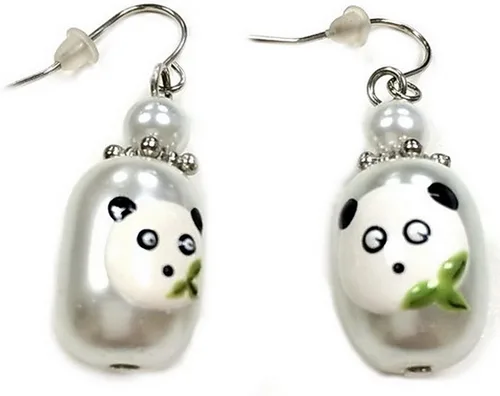 Vista 3 de Linpeng Juego de pulseras y pendientes elásticos Panda Beads NegroBlanco