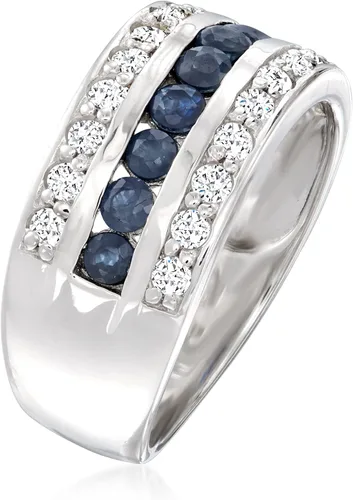 Vista 3 de Ross-Simons Anillo multihilera de topacio blanco de 0,80 qt t y zafiros de 0,65 qt t t en plata de ley
