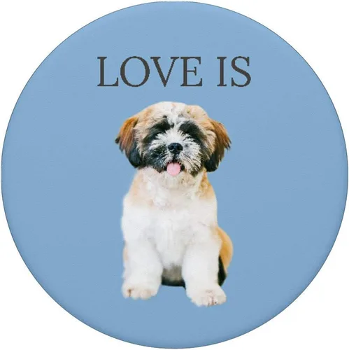 Vista 3 de Shih Tzu - Camiseta para mujer y hombre, diseño con texto en inglés "Love", para perro, mamá, papá, mascota, cachorro, con agarre y soporte