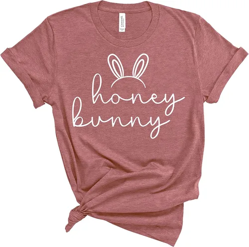 Vista 6 de Camisas de conejo de miel, camisetas de Pascua para niños, mamá, papá, bebé, camiseta familiar de huevos de Pascua pastel para mujeres, camisetas