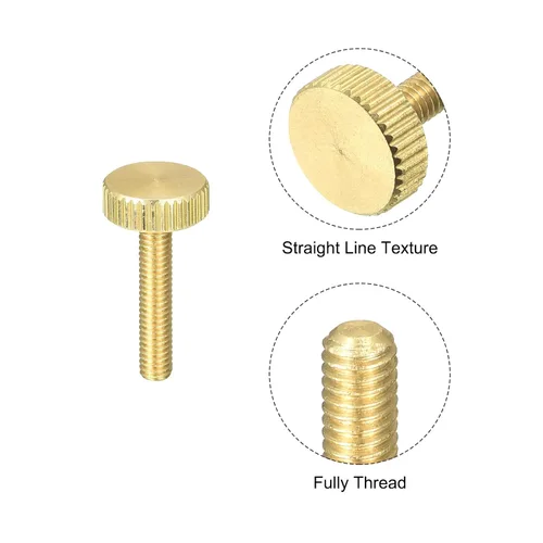 Vista 4 de uxcell Tornillos moleteados para pulgar, pernos planos de latón M4x20mm, perillas de agarre para PC, electrónico, mecánico, 8