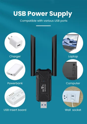Vista 7 de Amplificador de señal USB WiFi, adecuado para repetidores WiFi domésticos, potenciador inalámbrico WiFi de 2.4 GHz, configuración fácil de un clic